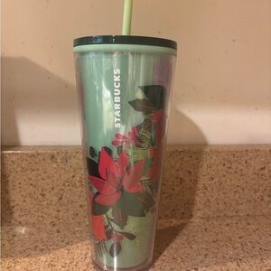 STARBUCKS Summer 2023 Pink Floral
24 FI Oz Venti Cold Cup with Blue Straw